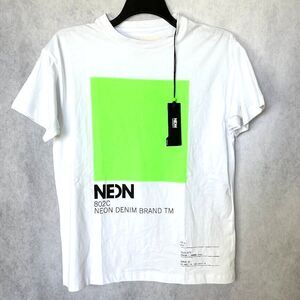 Neon Denim 802C Mens T Shirt White Crew Neck Short Sleeve 100% Cotton Tee Size S